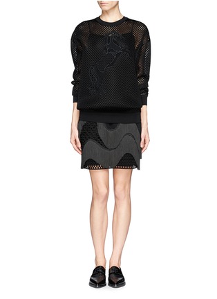 Figure View - Click To Enlarge - STELLA MCCARTNEY - Horse embroidery mesh pullover