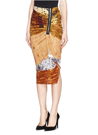 Front View - Click To Enlarge - GIVENCHY - Mosaic pixel sequin print ruche skirt