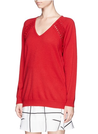Front View - Click To Enlarge - CHLOÉ - Crochet panel sweater