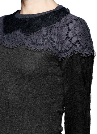 Detail View - Click To Enlarge - VALENTINO GARAVANI - Bonded lace virgin wool-cashmere sweater