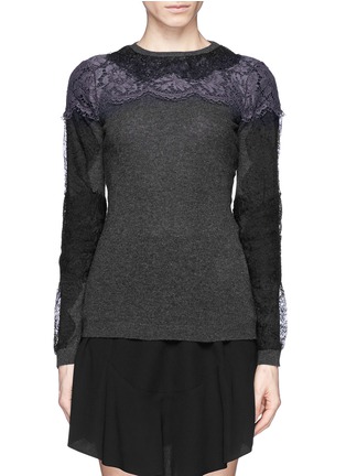 Main View - Click To Enlarge - VALENTINO GARAVANI - Bonded lace virgin wool-cashmere sweater