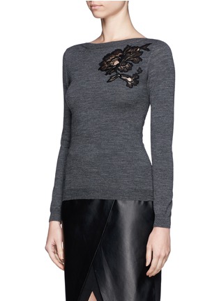 Front View - Click To Enlarge - LANVIN - Floral lace sweater