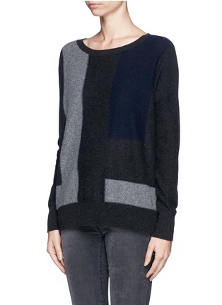 Front View - Click To Enlarge - VINCE - Colourblock panel cashmere sweater