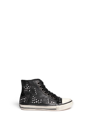Main View - Click To Enlarge - 90115 - 'Flash' rhinestone stud leather kids sneakers