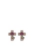 Main View - Click To Enlarge - LYDIA COURTEILLE - 'Rose and Cross' diamond gemstone earrings