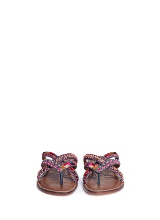 Front View - Click To Enlarge - SAM EDELMAN - 'Karly' beaded crisscross thong sandals