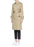 Front View - Click To Enlarge - COMME MOI - Cotton twill belted trench coat