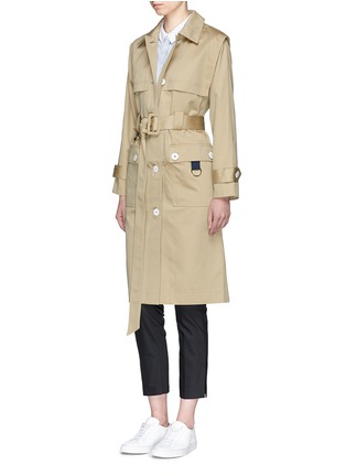 Figure View - Click To Enlarge - COMME MOI - Cotton twill belted trench coat