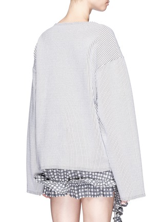 Back View - Click To Enlarge - DAWEI - Cat guipure lace patch stripe sweatshirt