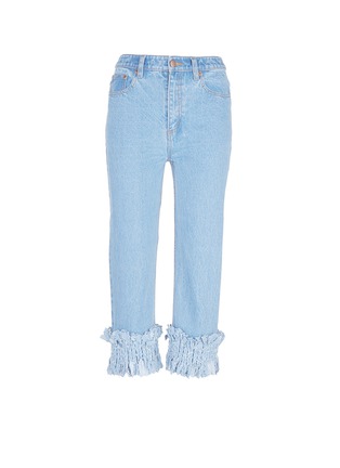 Main View - Click To Enlarge - 73037 - Braided cuff cropped jeans