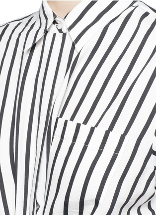 Detail View - Click To Enlarge - T BY ALEXANDER WANG - Stripe twist front cropped shirt