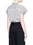Back View - Click To Enlarge - T BY ALEXANDER WANG - Stripe twist front cropped shirt