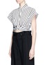 Front View - Click To Enlarge - T BY ALEXANDER WANG - Stripe twist front cropped shirt
