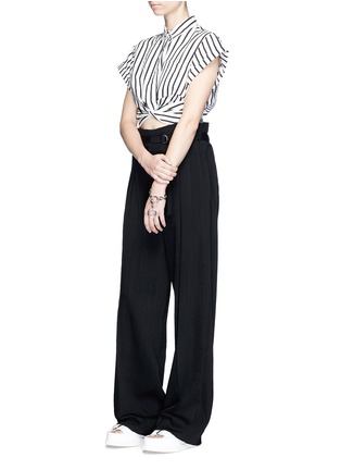 Figure View - Click To Enlarge - T BY ALEXANDER WANG - Stripe twist front cropped shirt