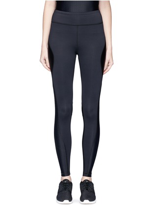 Main View - Click To Enlarge - ALALA - 'Edge' grid embossed performance ankle tights