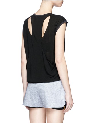 Back View - Click To Enlarge - 72993 - 'Click' racerback overlay jersey cropped top