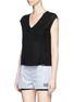 Front View - Click To Enlarge - 72993 - 'Click' racerback overlay jersey cropped top