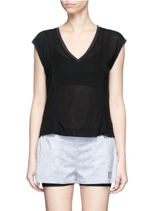 Main View - Click To Enlarge - 72993 - 'Click' racerback overlay jersey cropped top