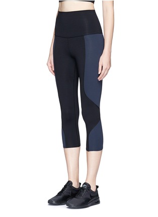 Front View - Click To Enlarge - LIVE THE PROCESS - 'Geometric' foldable waist cropped performance leggings