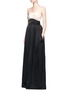 Figure View - Click To Enlarge - VICTORIA BECKHAM - Pleated bustier colourblock satin floor length gown