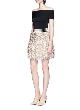 Figure View - Click To Enlarge - ALEXANDER MCQUEEN - 3D ruffle mesh knit mini skirt