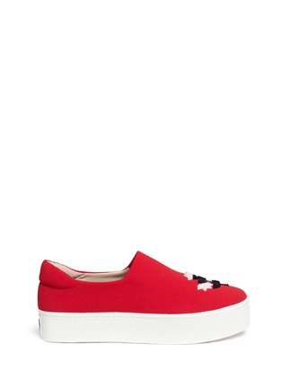 Main View - Click To Enlarge - OPENING CEREMONY - 'Cici' floral embroidered twill flatform skate slip-ons