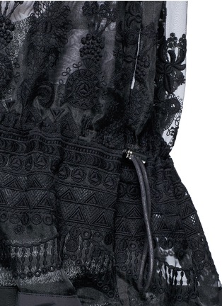 Detail View - Click To Enlarge - SACAI - Embroidered tribal lace drawstring hooded jacket