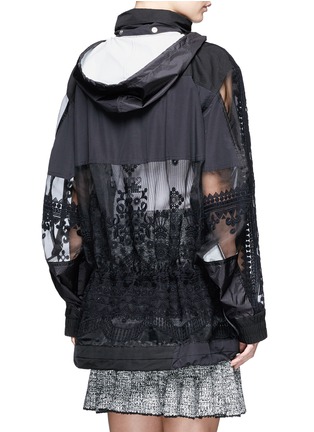 Back View - Click To Enlarge - SACAI - Embroidered tribal lace drawstring hooded jacket