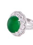 Detail View - Click To Enlarge - LC COLLECTION JEWELLERY - Diamond jade 18k gold scalloped ring