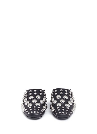 Front View - Click To Enlarge - ALEXANDER WANG - 'Edie' convertible studs leather slippers
