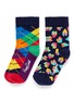 Main View - Click To Enlarge - HAPPY SOCKS - Argyle and 3D heart kids socks 2-pair pack