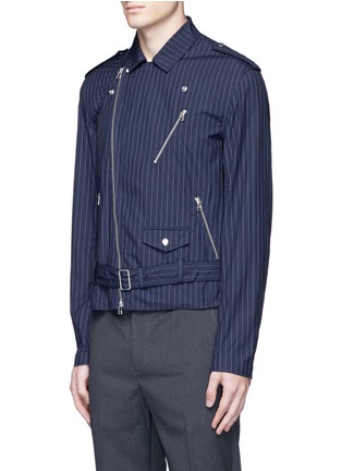 Front View - Click To Enlarge - 3.1 PHILLIP LIM - Pinstripe moto cotton shirt jacket