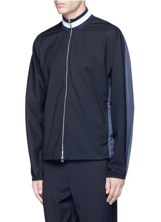 Front View - Click To Enlarge - 3.1 PHILLIP LIM - Check back wool combo zip track jacket