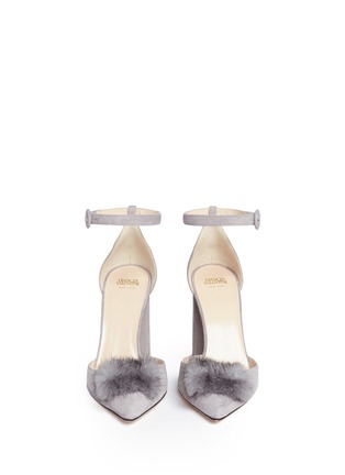Front View - Click To Enlarge - FRANCES VALENTINE - 'Marybeth' mink fur pompom suede d'Orsay pumps