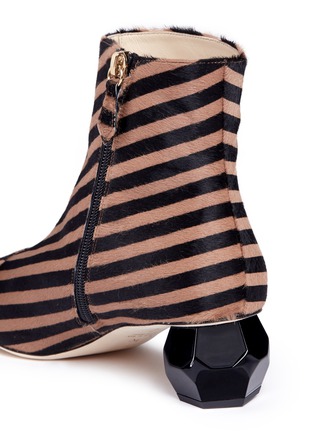 Detail View - Click To Enlarge - FRANCES VALENTINE - 'Marnie' geometric heel stripe print calfhair boots