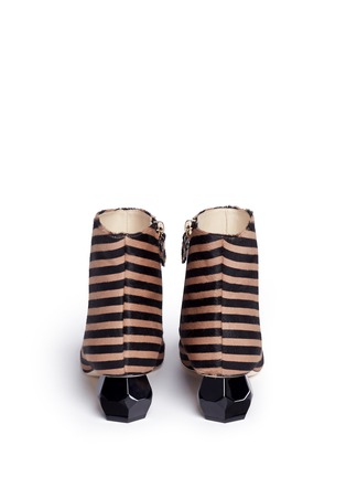 Back View - Click To Enlarge - FRANCES VALENTINE - 'Marnie' geometric heel stripe print calfhair boots