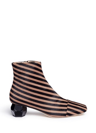 Main View - Click To Enlarge - FRANCES VALENTINE - 'Marnie' geometric heel stripe print calfhair boots