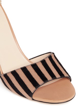 Detail View - Click To Enlarge - FRANCES VALENTINE - 'Blanche' glitter trim stripe print calfhair sandals