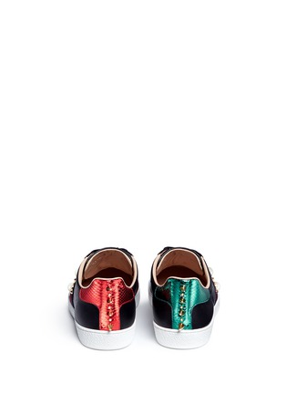 Back View - Click To Enlarge - GUCCI - Signature web embellished leather sneakers