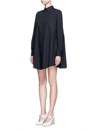 Front View - Click To Enlarge - ANAÏS JOURDEN - Gathered back cotton shirt dress