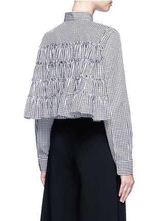 Back View - Click To Enlarge - ANAÏS JOURDEN - Gingham check gathered cropped shirt