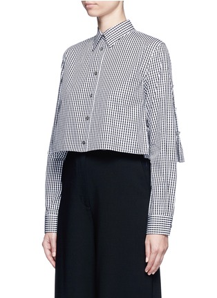 Front View - Click To Enlarge - ANAÏS JOURDEN - Gingham check gathered cropped shirt
