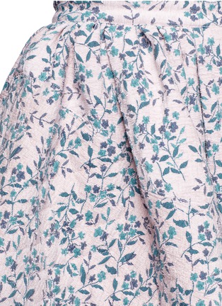 Detail View - Click To Enlarge - ANAÏS JOURDEN - Floral jacquard chenille asymmetric duvet skirt