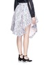 Back View - Click To Enlarge - ANAÏS JOURDEN - Floral jacquard chenille asymmetric duvet skirt