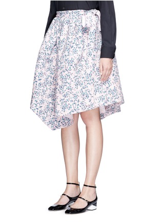 Front View - Click To Enlarge - ANAÏS JOURDEN - Floral jacquard chenille asymmetric duvet skirt
