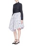 Figure View - Click To Enlarge - ANAÏS JOURDEN - Floral jacquard chenille asymmetric duvet skirt