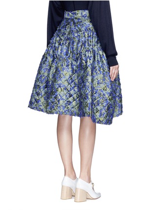 Back View - Click To Enlarge - ANAÏS JOURDEN - Fil coupé fringe floral jacquard quilted skirt