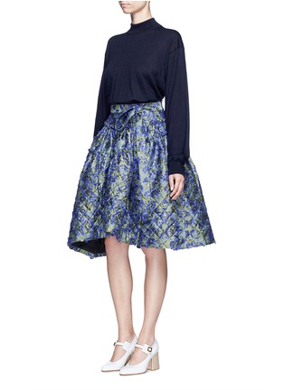 Figure View - Click To Enlarge - ANAÏS JOURDEN - Fil coupé fringe floral jacquard quilted skirt
