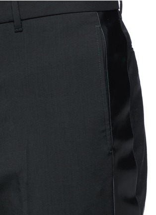 Detail View - Click To Enlarge - VALENTINO GARAVANI - Leather stripe wool-Mohair pants