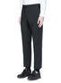 Front View - Click To Enlarge - VALENTINO GARAVANI - Leather stripe wool-Mohair pants